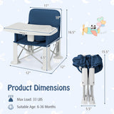 Portable Baby Booster Seat with Straps and Double Tray-Blue