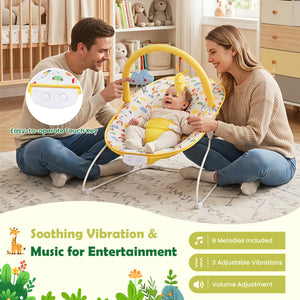 Portable Baby Bouncer Infant Rocker Seat with Detachable Toy Bar-Yellow