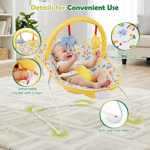 Portable Baby Bouncer Infant Rocker Seat with Detachable Toy Bar-Yellow