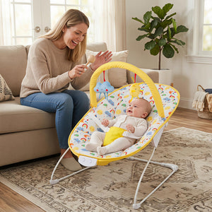 Portable Baby Bouncer Infant Rocker Seat with Detachable Toy Bar-Yellow