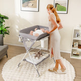 Portable Baby Changing Table with 3-Level Adjustable Height-Gray