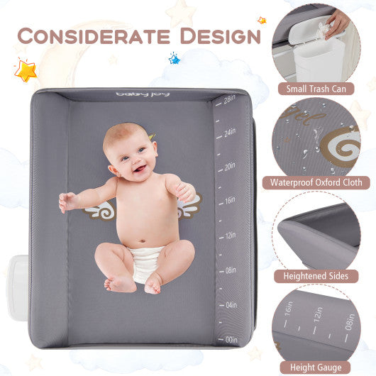 Portable Baby Changing Table with 3-Level Adjustable Height-Gray