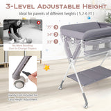 Portable Baby Changing Table with 3-Level Adjustable Height-Gray