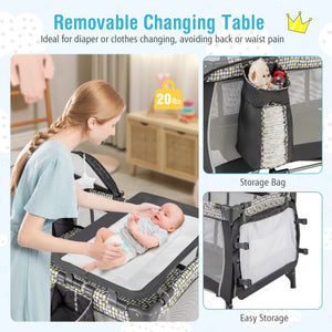Portable Baby Nursery Center 4-in-1 Portable Travel Crib-Light Gray