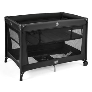 Portable Baby Playard Folding Travel Crib for Infants with Soft Mattress-Black