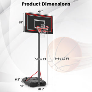 Portable Basketball Hoop with 7.5-10 FT Height Adjustable