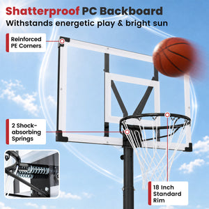 Portable Basketball Hoop with 4.43-10 Ft Adjustable Height