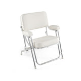Portable Aluminum Boat Deck Beach Chair with Cushioned Seat-White
