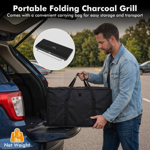 Portable Charcoal Grill with Detachable Legs  Adjustable Grate and Carrying Bag