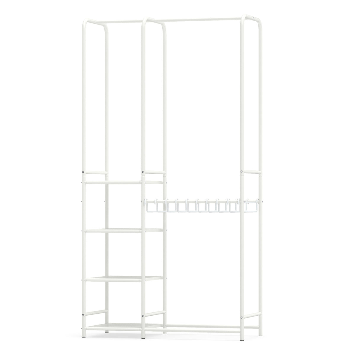 Portable Closet with Pants Hangers and 2 Hanging Rods and 4 Storage Shelves-White