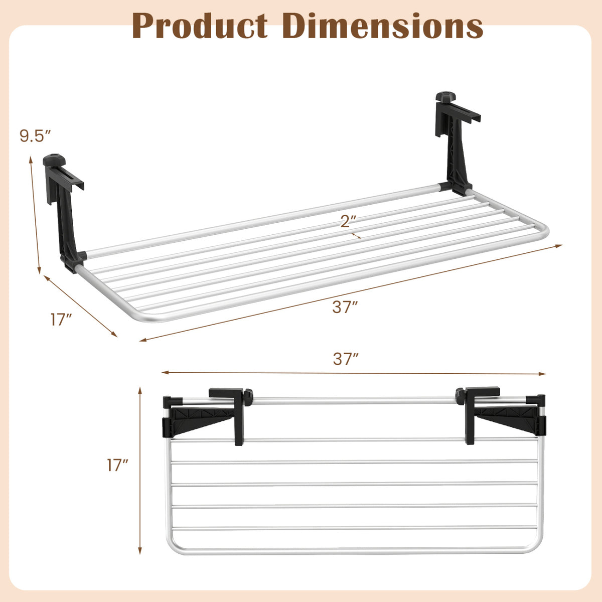 Portable Clothes Drying Rack Extendable Radiator Clothes Airer with Robust Aluminum Frame