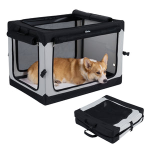 Portable Collapsible Soft Dog Crate for Dogs with 4 Mesh Doors Removable Mat and Storage Pocket-M