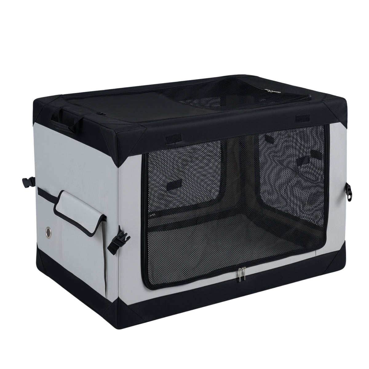 Portable Collapsible Soft Dog Crate for Dogs with 4 Mesh Doors Removable Mat and Storage Pocket-M