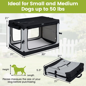 Portable Collapsible Soft Dog Crate for Dogs with 4 Mesh Doors Removable Mat and Storage Pocket-M
