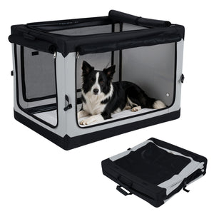 Portable Collapsible Soft Dog Crate for Dogs with 4 Mesh Doors Removable Mat and Storage Pocket-L