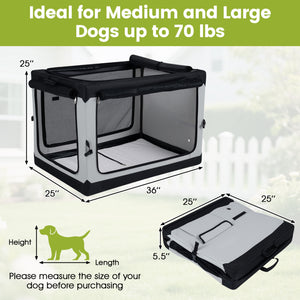 Portable Collapsible Soft Dog Crate for Dogs with 4 Mesh Doors Removable Mat and Storage Pocket-L