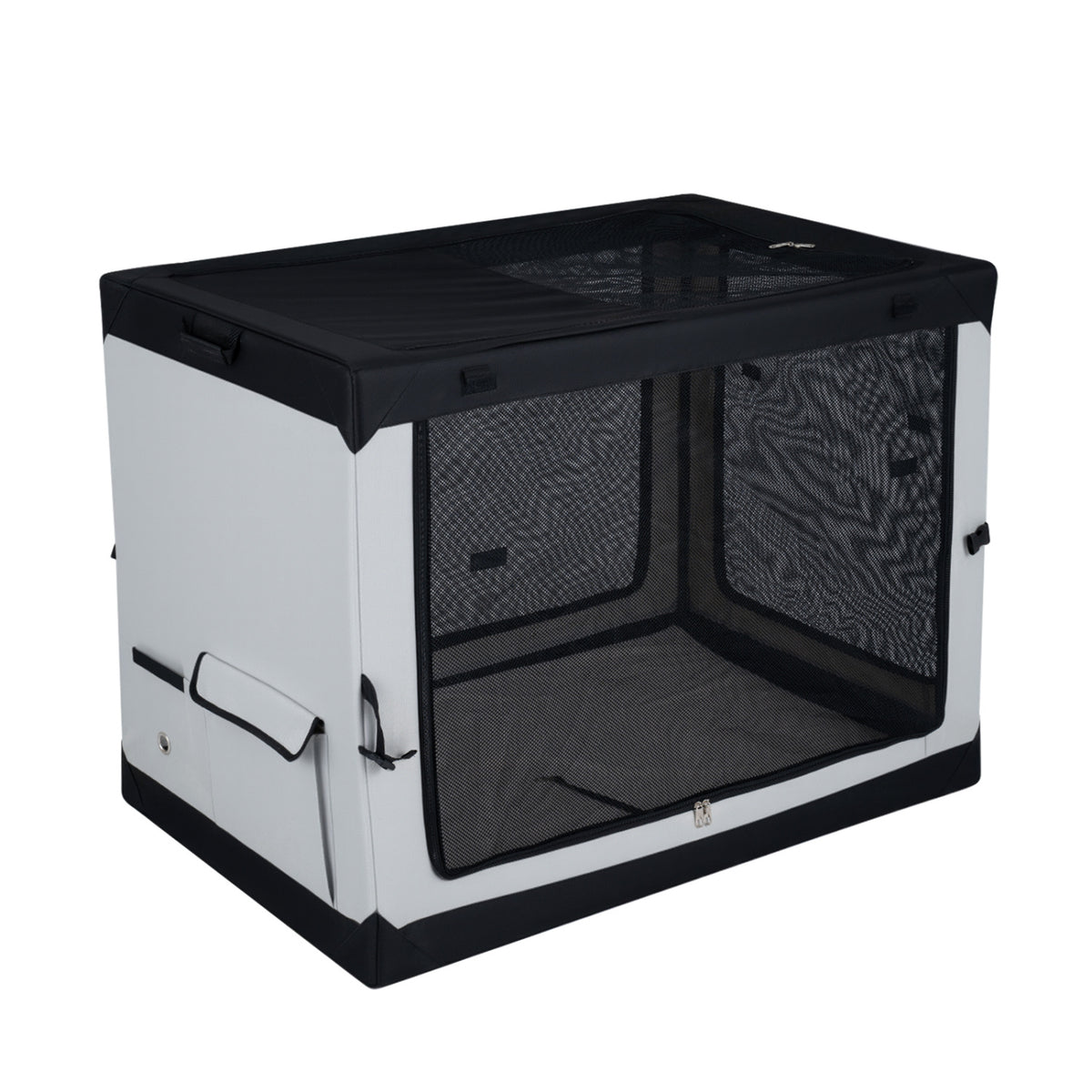 Portable Collapsible Soft Dog Crate for Dogs with 4 Mesh Doors Removable Mat and Storage Pocket-XL