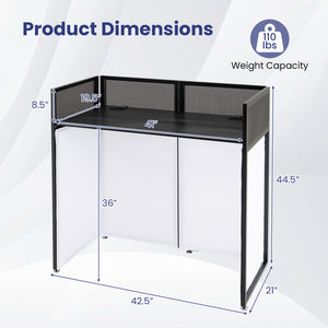 Portable DJ Booth with Adjustable Feet and Detachable Tabletop-Black