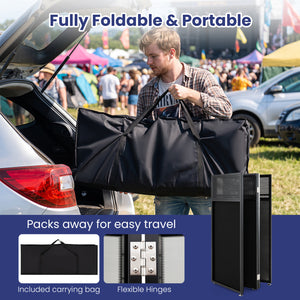 Portable DJ Booth with Adjustable Feet and Detachable Tabletop-Black