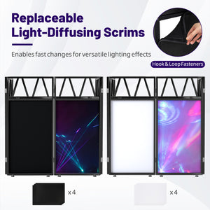 Portable DJ Booth with Black Scrims and Carrying Bag-Black