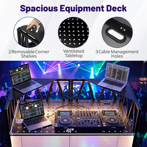 Portable DJ Booth with Black Scrims and Carrying Bag-Black
