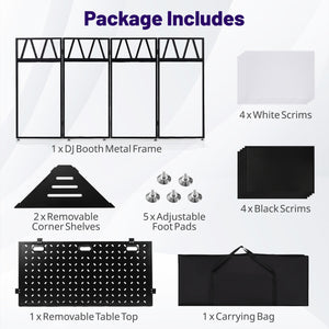 Portable DJ Booth with Black Scrims and Carrying Bag-Black