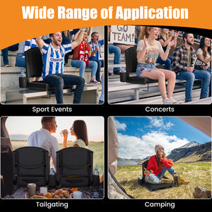 Portable Folding Bleacher Chair with Thick Padded Cushion  Removable Shoulder Strap-Black