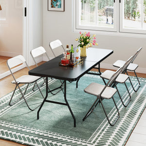 Portable Folding Camping Table with Carrying Handle-Black