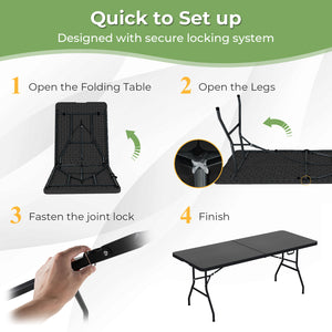 Portable Folding Camping Table with Carrying Handle-Black