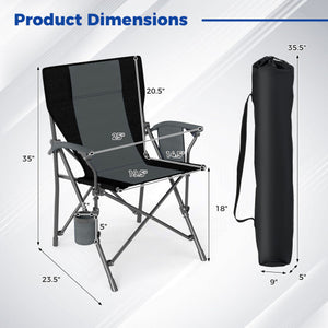 Portable Folding Oxford Cloth Camping Chair with Cup Holder and Side Pocket-Grey