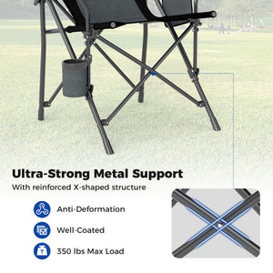 Portable Folding Oxford Cloth Camping Chair with Cup Holder and Side Pocket-Grey