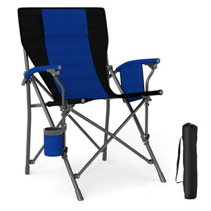 Portable Folding Oxford Cloth Camping Chair with Cup Holder and Side Pocket-Navy