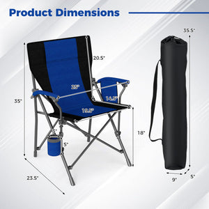 Portable Folding Oxford Cloth Camping Chair with Cup Holder and Side Pocket-Navy