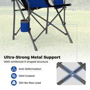 Portable Folding Oxford Cloth Camping Chair with Cup Holder and Side Pocket-Navy