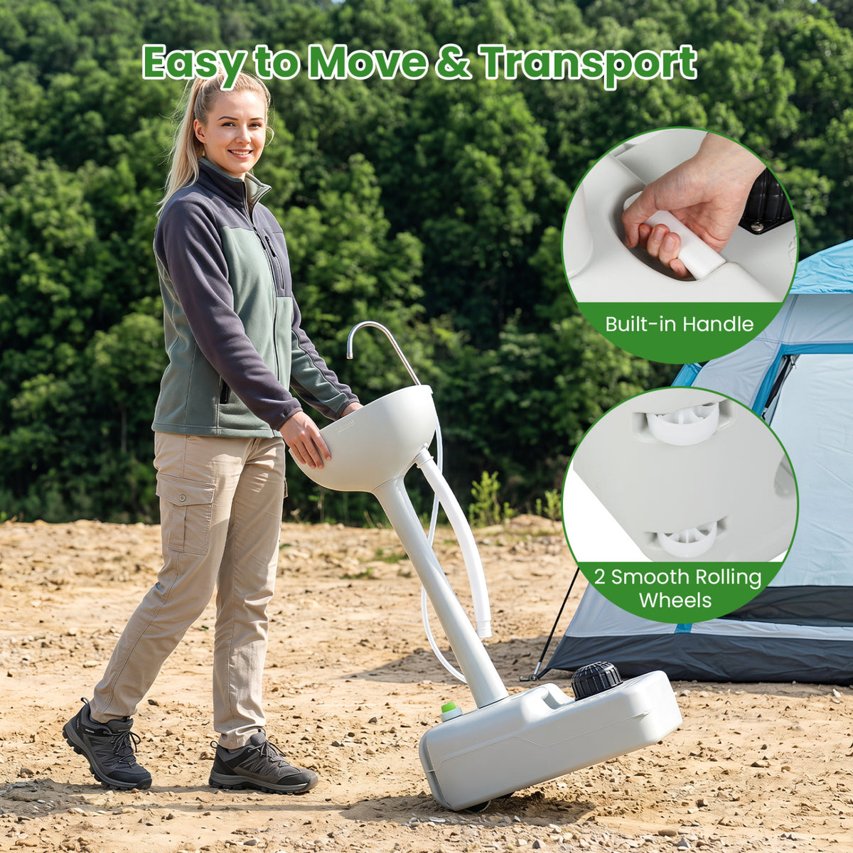 Portable Foot Pump Camping Sink with 4.5 Gal Water Tank and Soap Dispenser