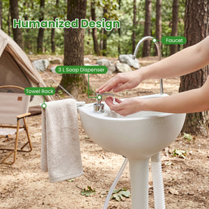 Portable Foot Pump Camping Sink with 4.5 Gal Water Tank and Soap Dispenser