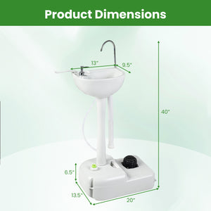 Portable Foot Pump Camping Sink with 4.5 Gal Water Tank and Soap Dispenser