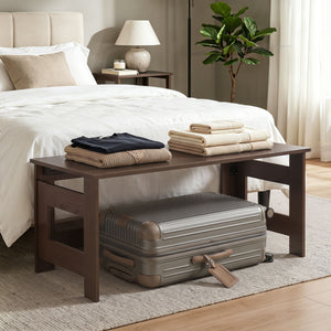 Portable Low Floor Table with Foldable Legs for Living Room-Brown