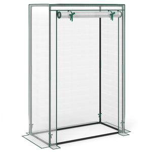 Portable Mini Greenhouse with Roll-Up Zippered Door-White