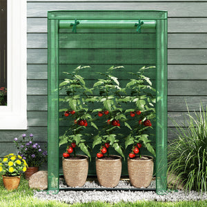 Portable Mini Greenhouse with Roll-Up Zippered Door-Green