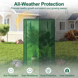 Portable Mini Greenhouse with Roll-Up Zippered Door-Green