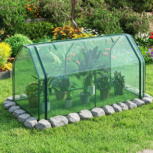 Portable Mini Greenhouse  Small Garden Greenhouse with PE Cover and Zippered Roll-up Door for Vegetables-Green