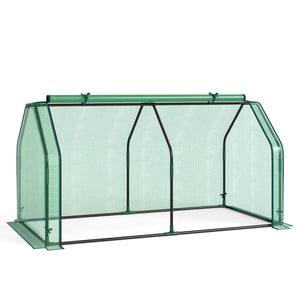 Portable Mini Greenhouse  Small Garden Greenhouse with PE Cover and Zippered Roll-up Door for Vegetables-Green