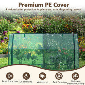 Portable Mini Greenhouse  Small Garden Greenhouse with PE Cover and Zippered Roll-up Door for Vegetables-Green