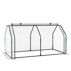 Portable Mini Greenhouse  Small Garden Greenhouse with PE Cover and Zippered Roll-up Door for Vegetables-White