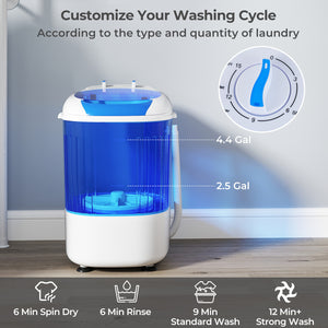 Portable Mini Semi-automatic Washing Machine with Spin Tub and Drain Hose 2.5 kg Capacity-Blue