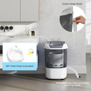 Portable Mini Semi-automatic Washing Machine with Spin Tub and Drain Hose 2.5 kg Capacity-Gray