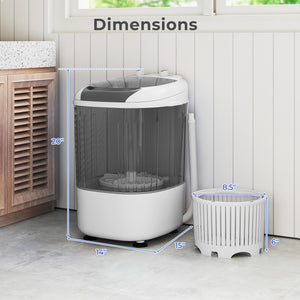 Portable Mini Semi-automatic Washing Machine with Spin Tub and Drain Hose 2.5 kg Capacity-Gray
