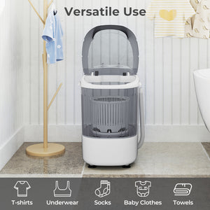 Portable Mini Semi-automatic Washing Machine with Spin Tub and Drain Hose 2.5 kg Capacity-Gray