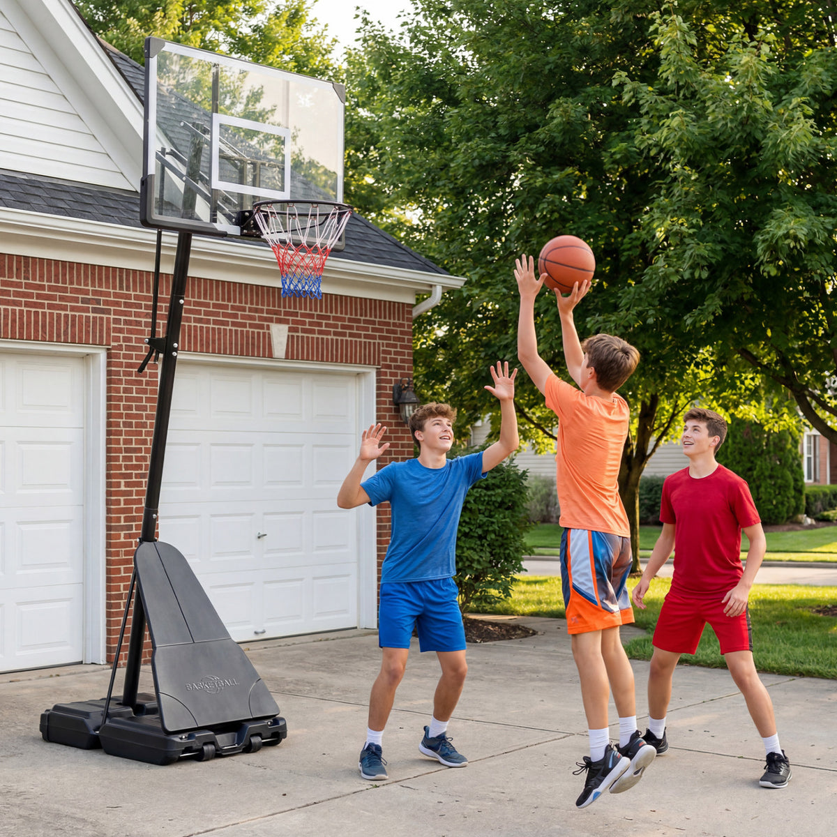 Portable Outdoor Basketball Hoop 8-10 FT Height Adjustable Basketball Goal System